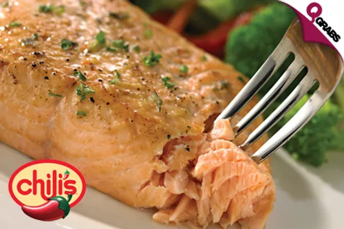 From QR36 Let Grilled Salmon with Garlic & Herbs Be Your Treat for the Day OR for QR32 get Delicious Wings Over Buffalo & a Strawberry Margarita! (QR73/QR65 Value)